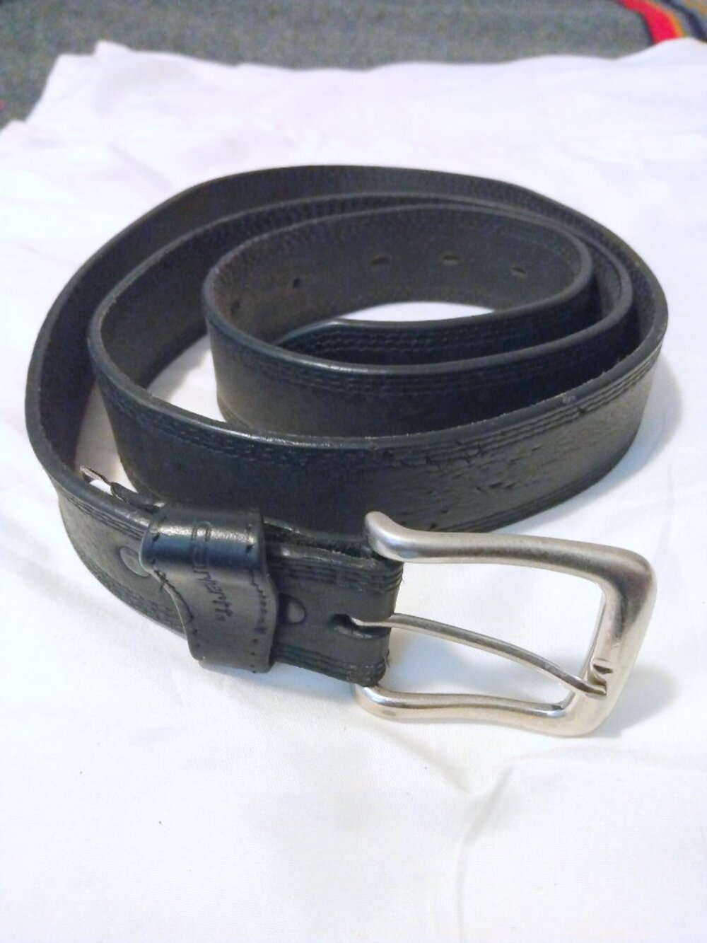 Carhartt Black Leather Belt Size 53 Workwear Utility Everyday Casual Durable